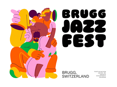 Brugg Jazz Festival PostCard branding character color colors design illustration texture