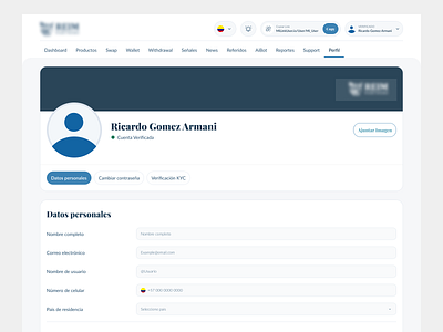 Profile Web btc crypto design mi cuenta my account perfil profile ui uiux ux wallet web