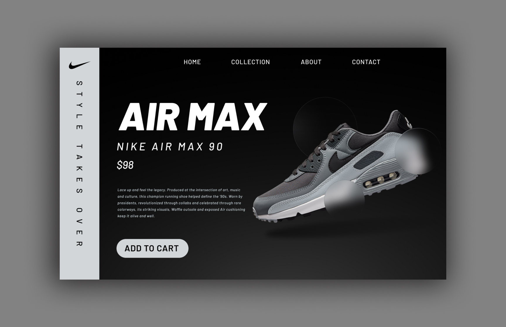 Website Landing page design for 'NIKE AIR MAX' 3d animation app app design brand style guideline design branding design graphic design illustration landing page design logo motion graphics product design ui ui design user experice design user interface design ux design vector website design