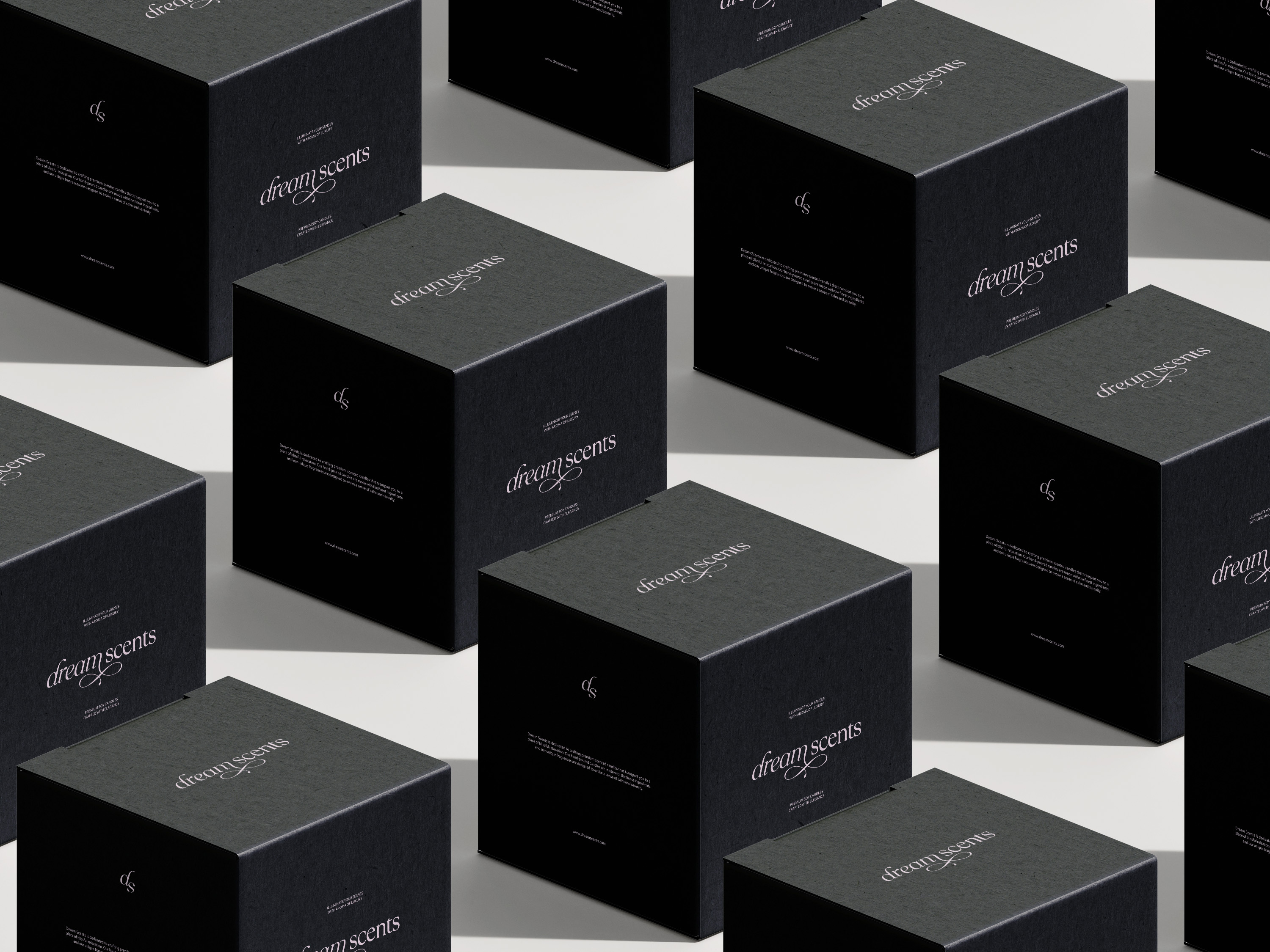 Dream Scents - Luxury Candles Branding brand identity branding candles design feminine graphic design logo logodesign luxury luxurybranding minimal mockup packaging packaging design