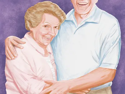 Elderly Couple Gouache art gouache illustration procrate textures