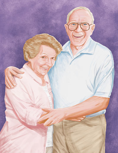 Elderly Couple Gouache art gouache illustration procrate textures