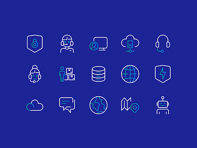 IT Services Pictograms design gradient icons outline pictograms