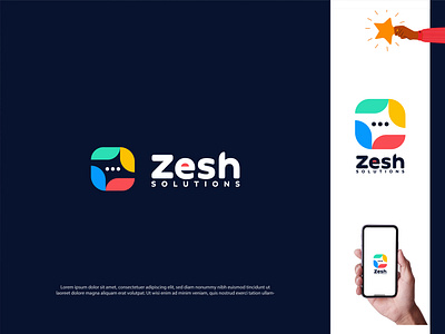 Zesh Solutions Logo Design 3d animation app branding design graphic design illustration logo ui vector