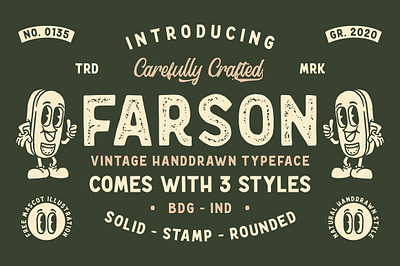 Farson - Vintage Typeface custom fonts stamp fonts