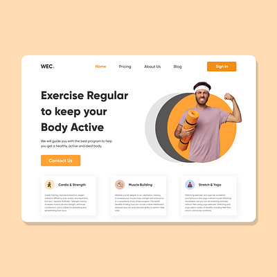 Exercise Website Header Design Concept branding concept design exercise fitness header home home page minimal modern ui uiux user friendly ux web website