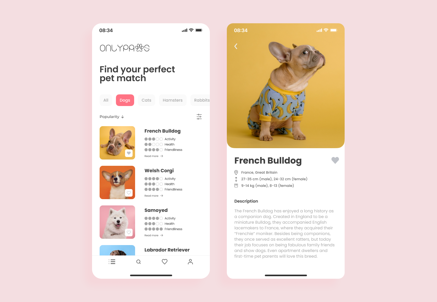 OnlyPaws App app design graphic design logo ui