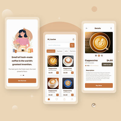 Coffee Shop Mobile App Concept UI Design animation app branding coffee coffee shop design drinks graphic design logo minimal mobile app modern simple ui uiux user interface ux