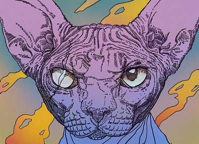 Furry cat animals art brush cat comics design digital drawing graphic illustration ink line procreate
