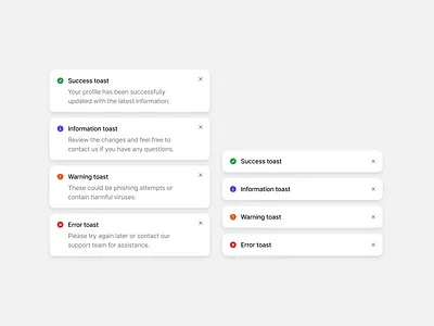 Toasts/Snackbars Components alert components product design toast ui