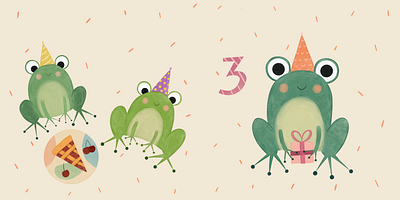 Counting from 1 to 5 | Children's book illustration birthday book illustration character children children book illustration childrensbook frog kidlitart picture book