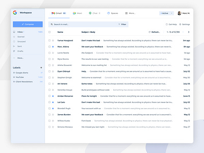Email Client Redesign (Gmail) app redesign app ui email gmail google material material ui product ui redesign
