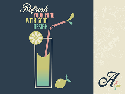 Refresh Your Mind, Alena Foust Design art branding coral design drink graphic design illustration lemon lemonade lime logo mint refresh retro splash typography vector