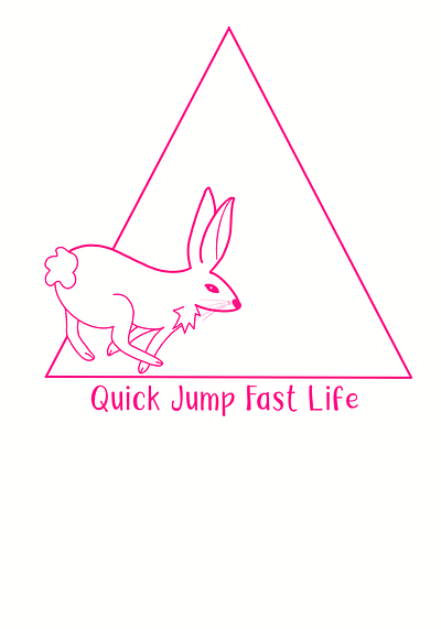 Quick Jump Fast Life branding illustration logo print for sale