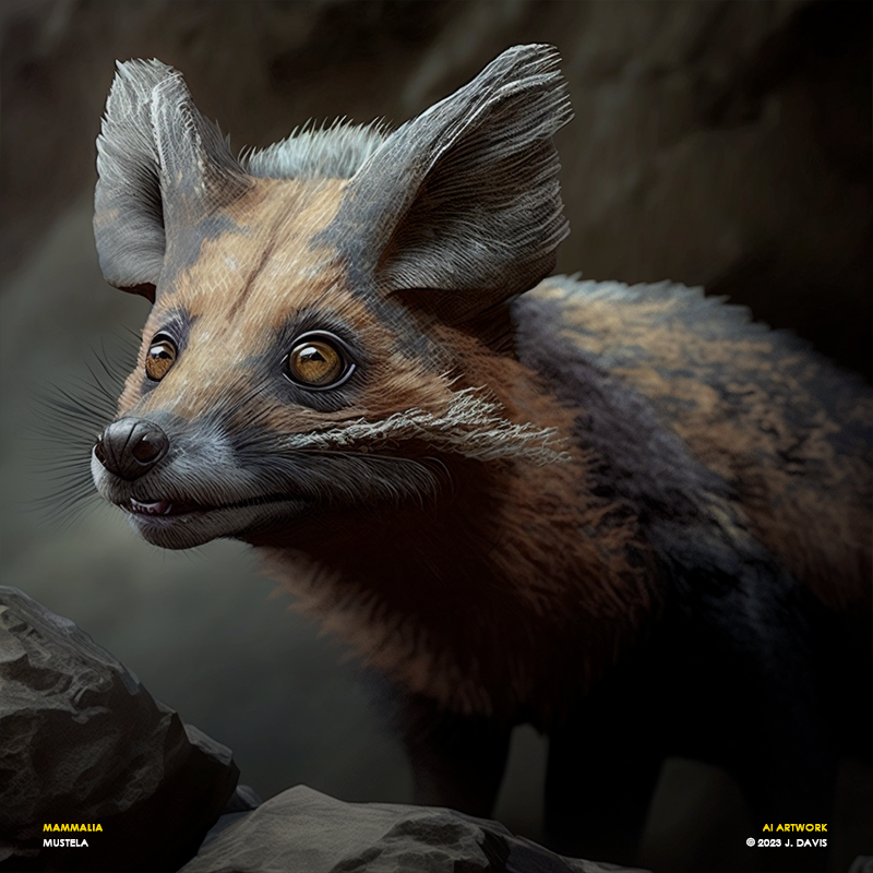 Mammalia - Mustela 0xjdavis ai ai art animal art artificial intelligence biology design extinct illustration machine learning mammalia mustela national geographic prompt engineering