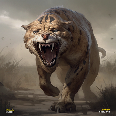 saber tooth tiger painting
