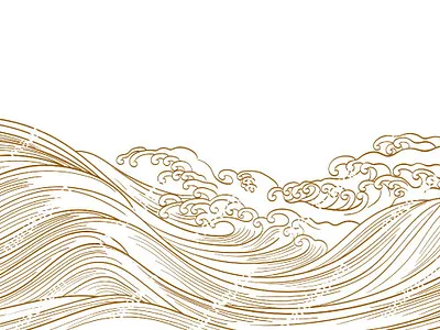 Japanese background with hand drawn line wave element vector abstract background banner design hand drawn illustration japanese line logo marine ocean oriental pattern retro sea ui vector vintage wave
