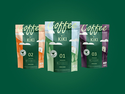 KIKI Coffee Packaging banners branding coffee design graphic design green illustration logo packaging poster