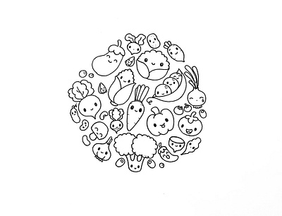 Day 087-365 Veggies Are Your Friends 365project cute illustration ink kawaii vegetables
