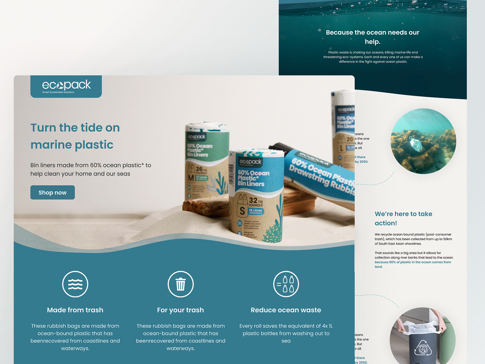 Ocean-plastics landing page and product photography by Khushi on Dribbble