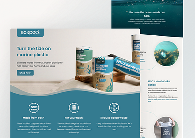 Ocean-plastics landing page and product photography app branding design ui web web design