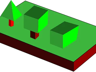 Isometric Trees and A Bush 3d grass gravit designer green illustration isometric isometric design simple design trees vector