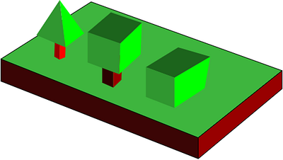 Isometric Trees and A Bush grass gravit designer green isometric isometric design