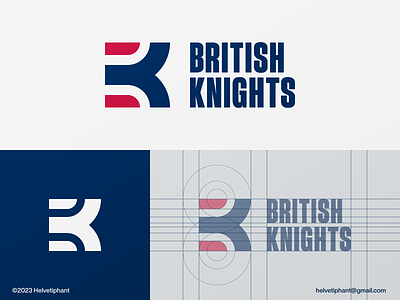 British Knights - logo redesign abstract logo designs bk initials logo brand design branding creative logo designs geometric logo design icon letter b logo letter k logo letter mark logo logo logo design logo design grid logotype minimalist logo modern logo designs sports logo sportswear logo timeless logo designs typography