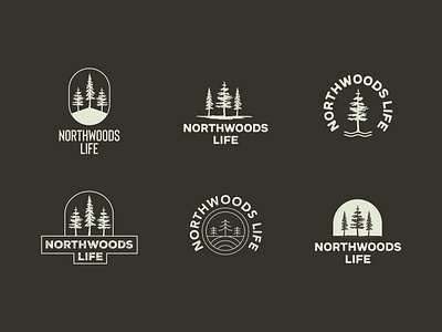 Northwoods Life Logo badge logo branding color design graphic design green growth illustration illustrator life logo logos marketing outdoor badge outdoor logo outdoors pine trees tree logo trees typography