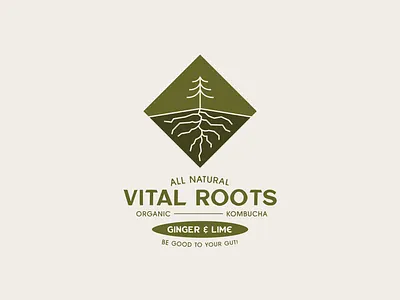 Vital Roots branding color design drink label graphic design illustration illustrator kombucha kombucha label label label design logo marketing minimalistic natural design nature design package design typography