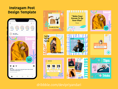 Retro Colorful Instragam Post Template branding design graphic design retro colorful socialmedia instagram template