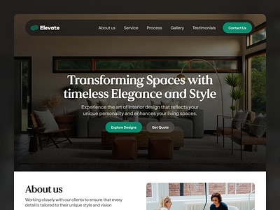 Elevate — Responsive Website Design aesthetics bentogrid branding clean darkmode design figma interior interiordesign minimal modern trends ui uidesign uiux userexperience website webui