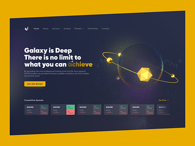 ALFAFX-Forex and CFDs cfd cryptocurrency dark forex galaxy trade ui design ui ux design webdesign website yellow