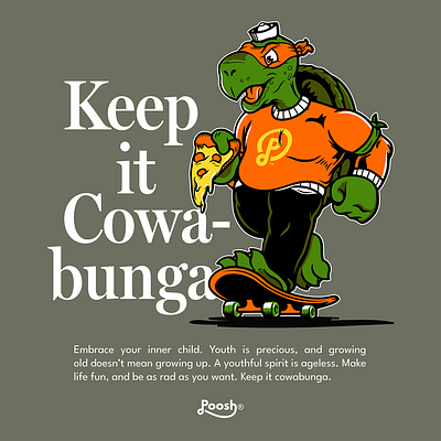 Keep it Cowabunga character design design graphic design illustration mascot design t shirt design turtles typography vector