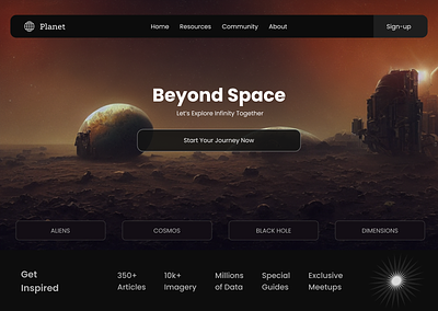 Space Exploration Website | Space Learning branding cosmos exploration figma graphic design header landing page logo planet responsive space space ship ui universe user experience user interface ux web web design website