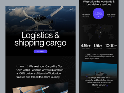 Cargo Delivery Service Website cargo creative delivery design dribbble interface landing page logistics minimal modern popular shot saidul islam shipping transport typography ui design uiux visual design website website design