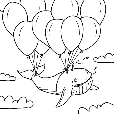 Whimsical Whale Ascension animation apple balloon coloring page feature figma graphic design macbook motion graphics ui ux whale