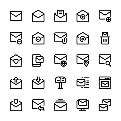Mail icon set design email icon icon design icon set iconography icons illustration letter logo mail ui vector
