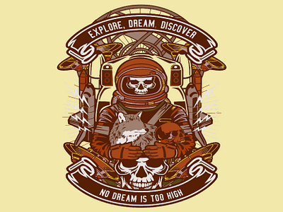 Old Skull Retro No Dream Is Too High Design T-shirt funny