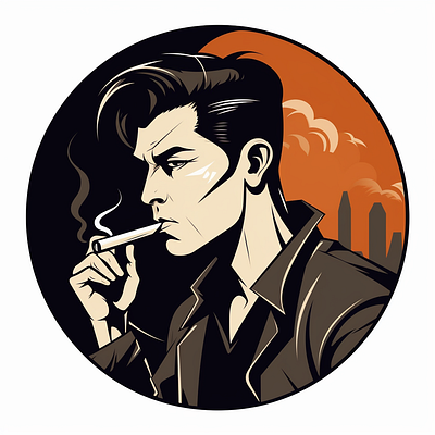 male character smoking brand branding company design elegant illustration logo