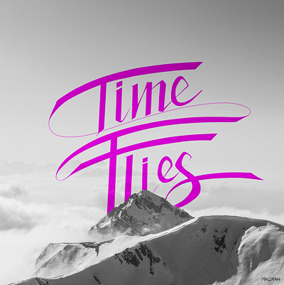 Time Flies black and white branding calligraphy design drawing font graphic design hand drawing illustration logo type design typeface typography