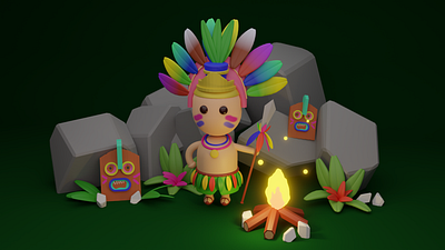 Little Tribal Boy 3d animation branding graphic design ui