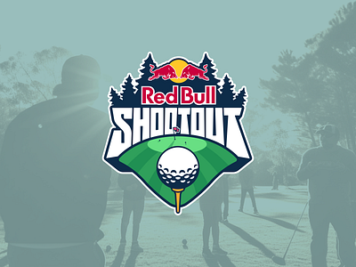 Red Bull Shootout logo badge branding golf logo logo design redbull sketch sport logo spruce typography