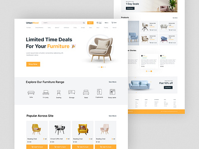 Ecommerce Furniture Web design architecture chair e shop ecommerce furniture futniture home page homedecor interior design interior studio kitchen landing page living room online store sofa table ui web design website design wood