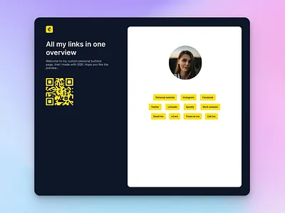 QR Link in bio page branding custom button page custom page design link in bio profile qr ui ux