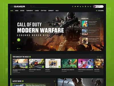 IMGAMER- Gaming News Website branding design dribbble gaming gaming interface gaming ui gaming website interaction landing page ui uiux ux website