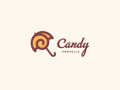 Candy+Umbrella logo Concept. Candy logo - Umbrella logo brand identity branding candy illustration candy logo candy logo concept candy umbrella logo creative logo flat logo logo minimal logo modern logo trendy logo umbrella illustration umbrella logo umbrella logo concept vintage logo