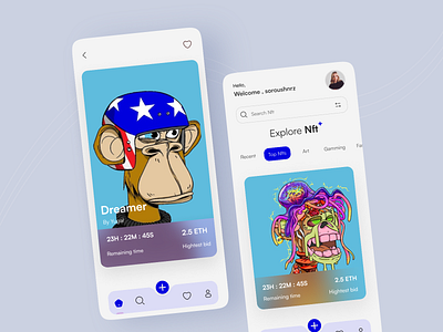 NFT mobile App Exploration app design mobile app design nft app nft mobile app nft mobile app dseign nft user interface product design ui user experiance user interface ux