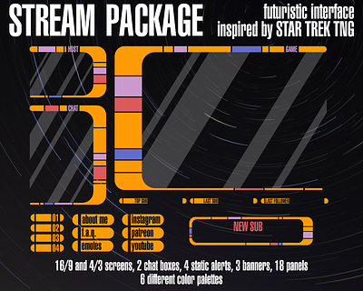 Star Trek TNG interface streaming overlay futuristic graphic design overlay overlays sf star trek stream streaming twitch ui