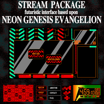 Evangelion streaming overlay anime cassette futurism design evangelion graphic design overlay overlays stream streaming twitch ui